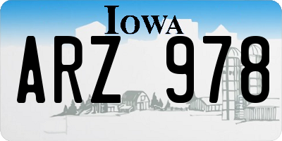 IA license plate ARZ978