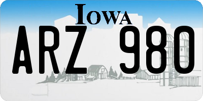 IA license plate ARZ980