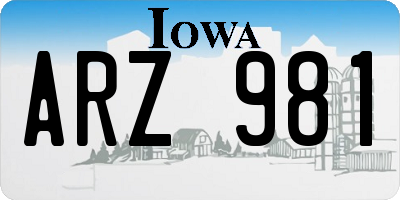IA license plate ARZ981