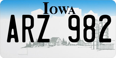 IA license plate ARZ982