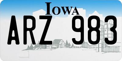 IA license plate ARZ983