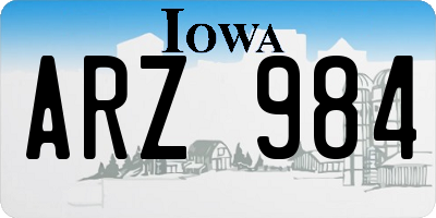 IA license plate ARZ984