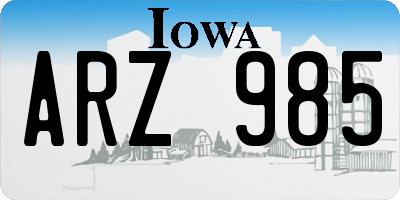 IA license plate ARZ985