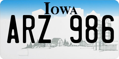 IA license plate ARZ986
