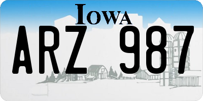 IA license plate ARZ987