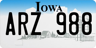 IA license plate ARZ988