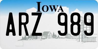 IA license plate ARZ989