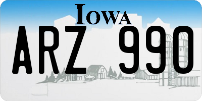 IA license plate ARZ990