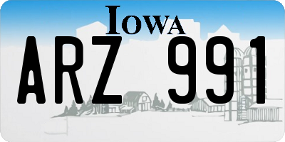 IA license plate ARZ991