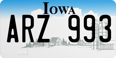 IA license plate ARZ993