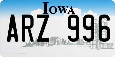 IA license plate ARZ996