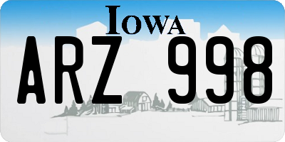 IA license plate ARZ998