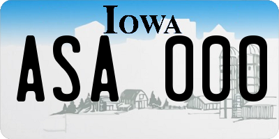 IA license plate ASA000