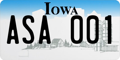 IA license plate ASA001