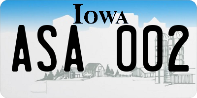 IA license plate ASA002