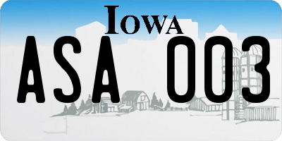 IA license plate ASA003