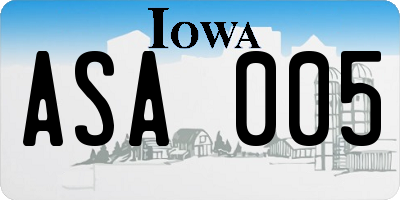 IA license plate ASA005