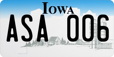 IA license plate ASA006