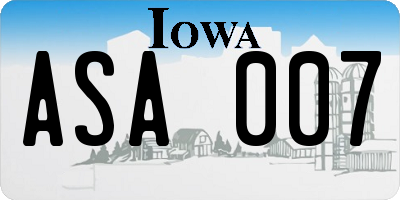 IA license plate ASA007