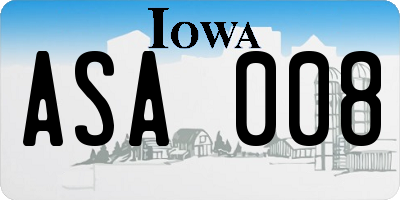 IA license plate ASA008