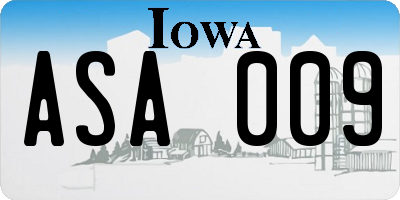 IA license plate ASA009