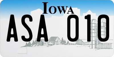 IA license plate ASA010