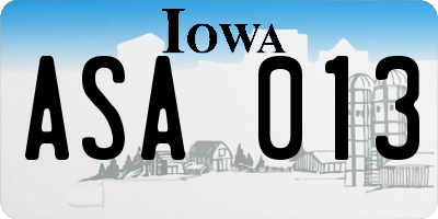 IA license plate ASA013