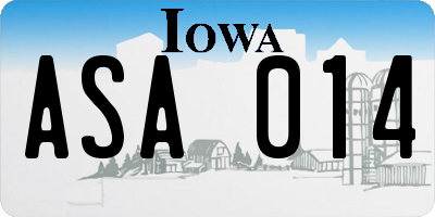 IA license plate ASA014