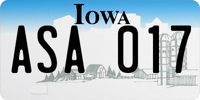 IA license plate ASA017