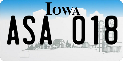 IA license plate ASA018