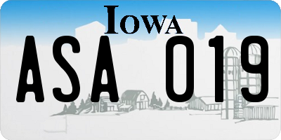 IA license plate ASA019