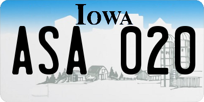 IA license plate ASA020