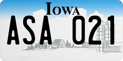 IA license plate ASA021