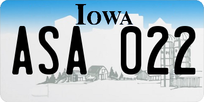 IA license plate ASA022