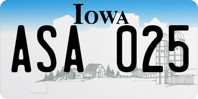 IA license plate ASA025