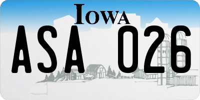 IA license plate ASA026