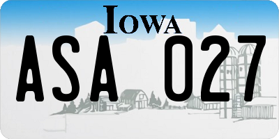 IA license plate ASA027