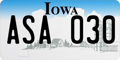 IA license plate ASA030