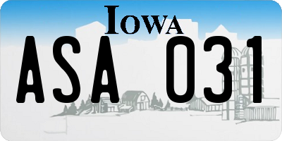 IA license plate ASA031