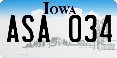 IA license plate ASA034