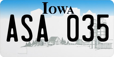IA license plate ASA035