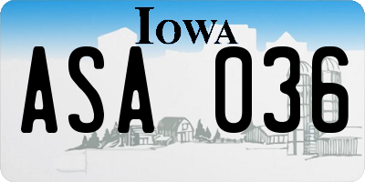 IA license plate ASA036