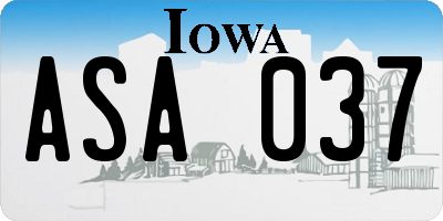 IA license plate ASA037