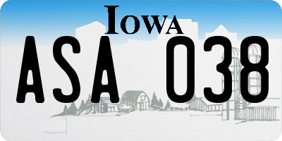 IA license plate ASA038