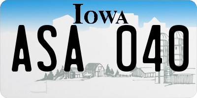 IA license plate ASA040