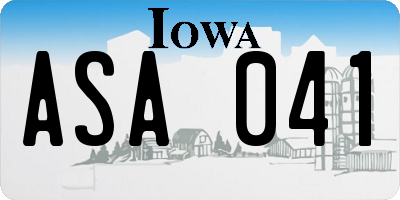 IA license plate ASA041