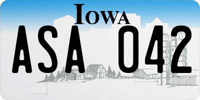 IA license plate ASA042