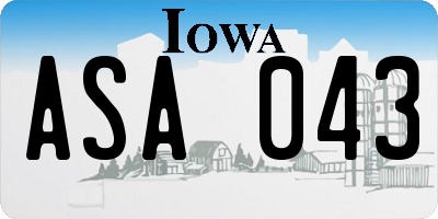 IA license plate ASA043