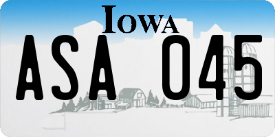 IA license plate ASA045