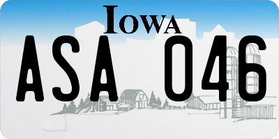 IA license plate ASA046